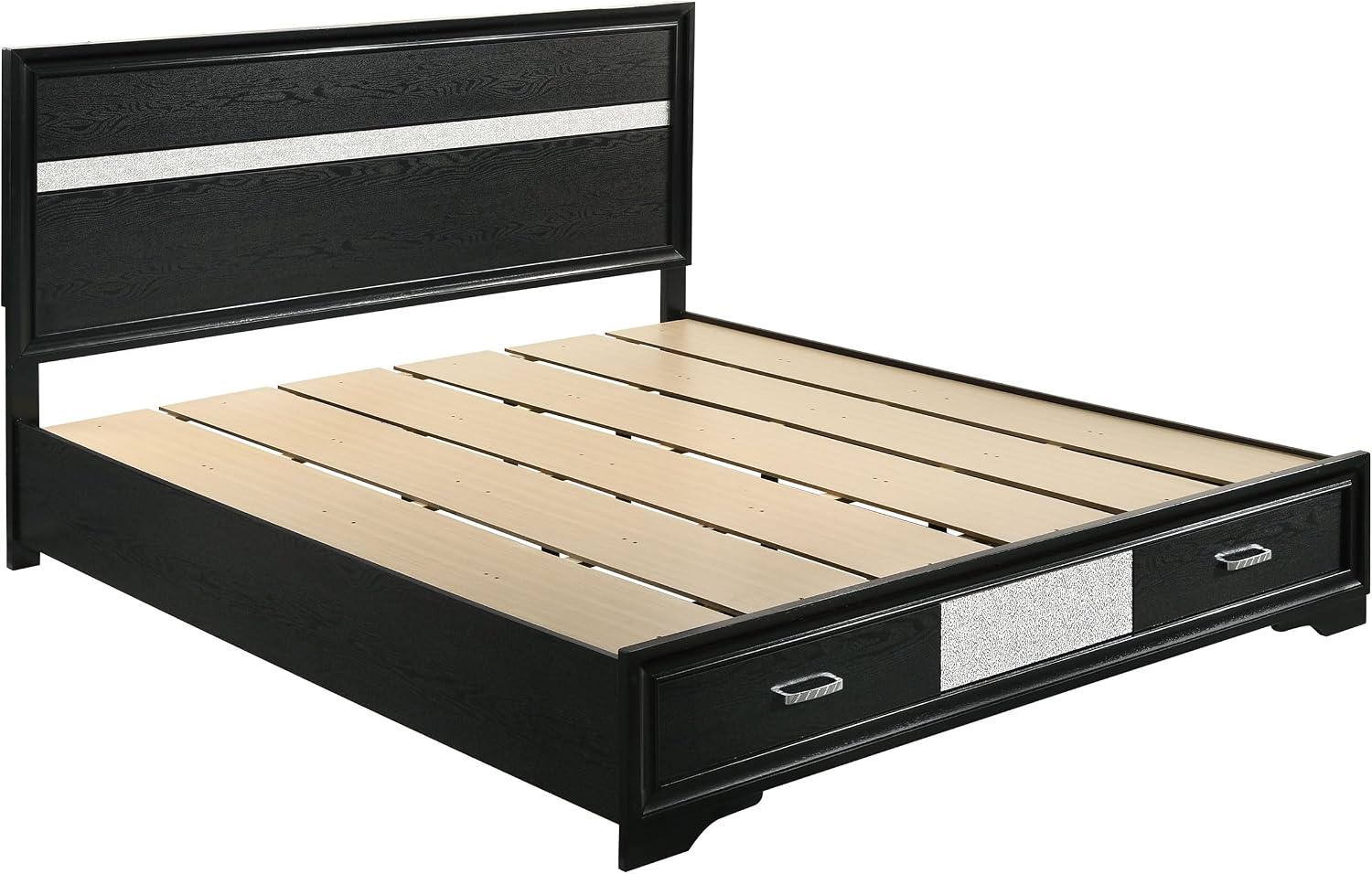 Coaster Home Furnishings Miranda Contemporary 5-Piece Bedroom Set California King Size Storage Panel Bed Frame 50-inch Headboard Black 206361KW-S5