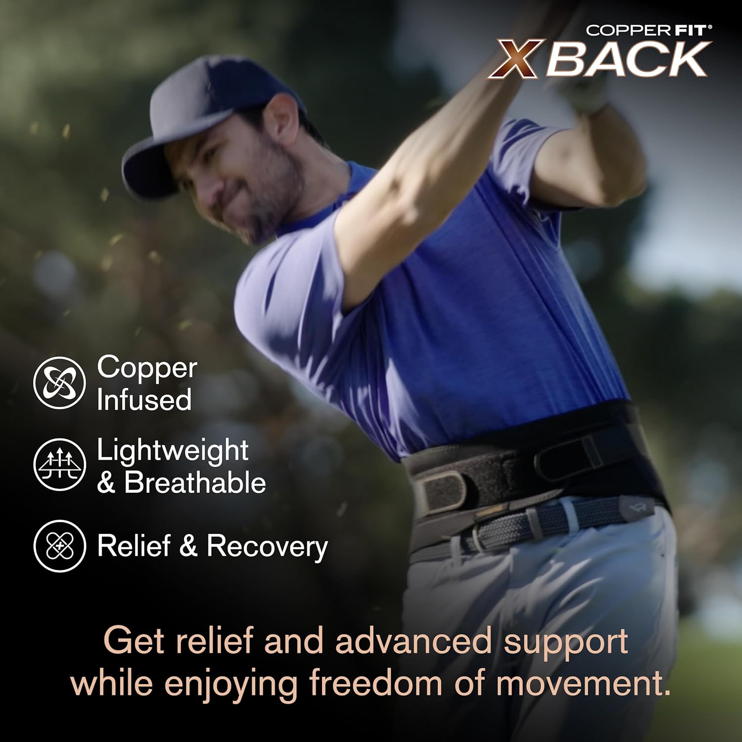 Copper Fit X-Back Brace for Lower Back Pain, Lumbar Support, Herniated Disc, Sciatica, Arthritis – Adjustable, Breathable Design - for Men and Women (Small/Medium) (Pack of 2)