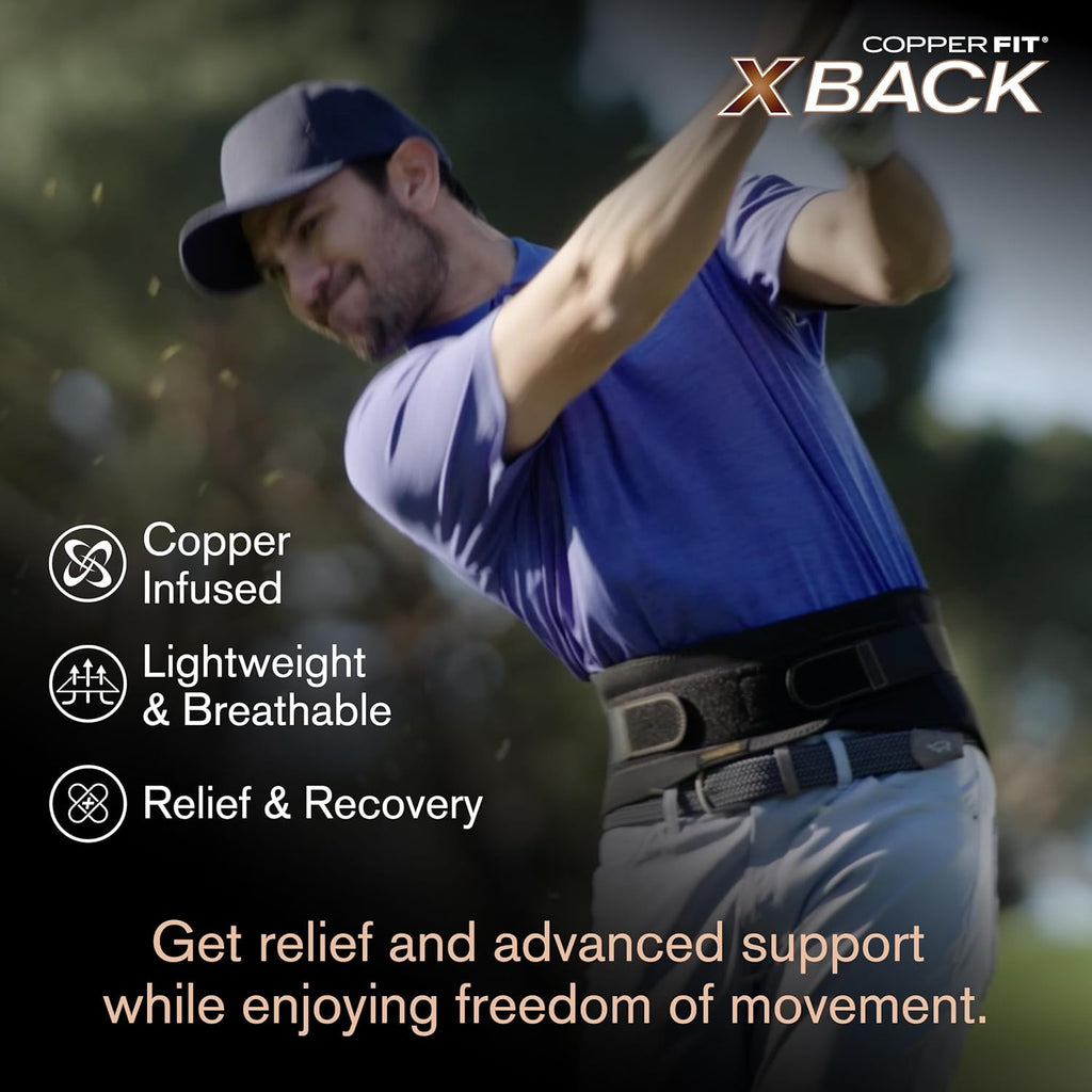 Copper Fit X-Back Brace for Lower Back Pain, Lumbar Support, Herniated Disc, Sciatica, Arthritis – Adjustable, Breathable Design - for Men and Women (2XL/3XL) (Pack of 2)