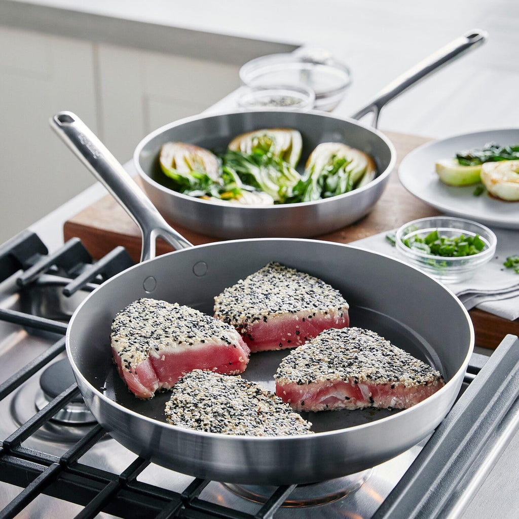 GreenPan GP5 Stainless Steel 5-Ply Healthy Ceramic Nonstick 13 Piece Cookware Pots & Pans Set, Frying Pans, Sauté, Saucepans, Stock Pot, Scratch Resistant, Induction,Dishwasher & Oven Safe, PFAS-Free