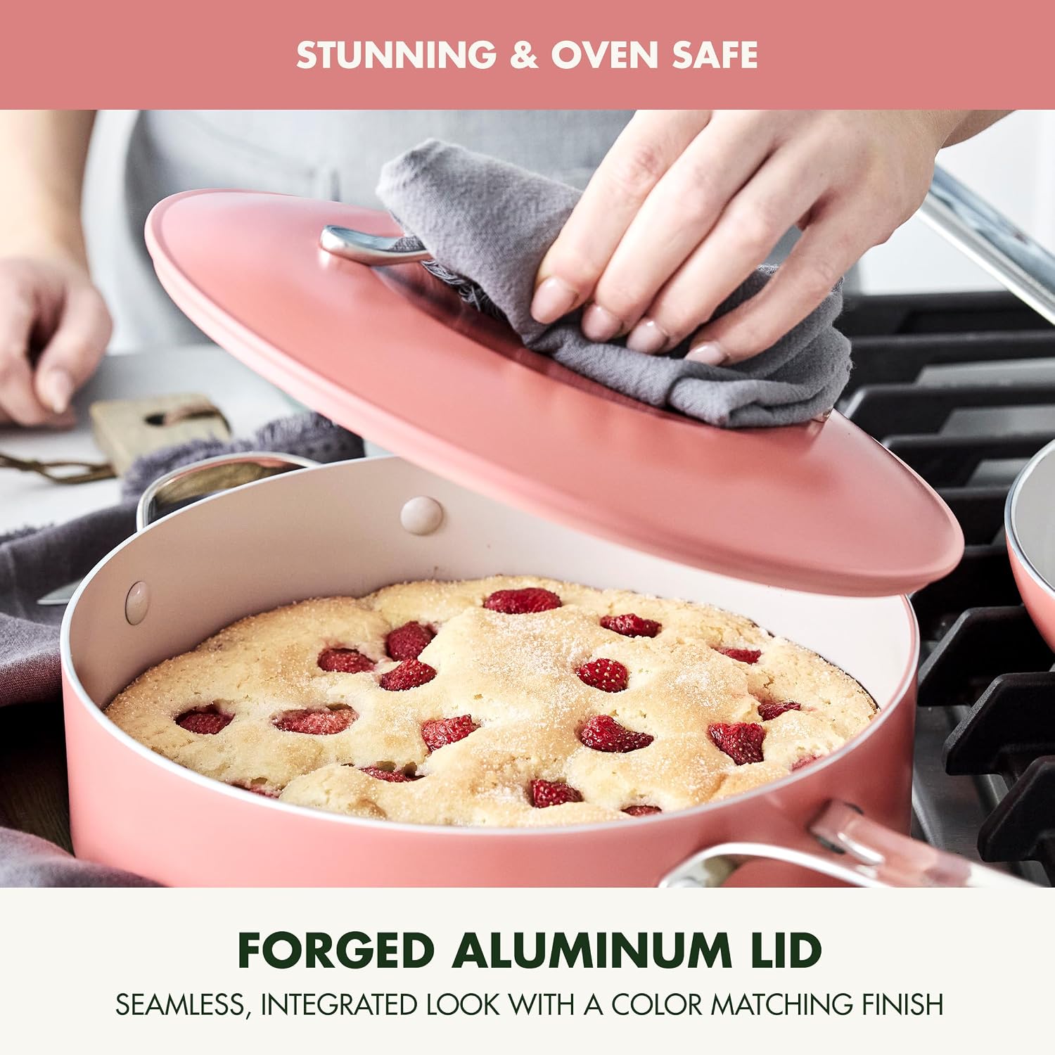 GreenPan Nova 10-Piece Cookware Pots & Pans Set, Oprah's Favorite Things 2024, PFAS-Free Ceramic Nonstick, Fry, Sauté, Stockpot, Utensils, Lids, Induction Suitable, Dishwasher & Oven Safe, Coral