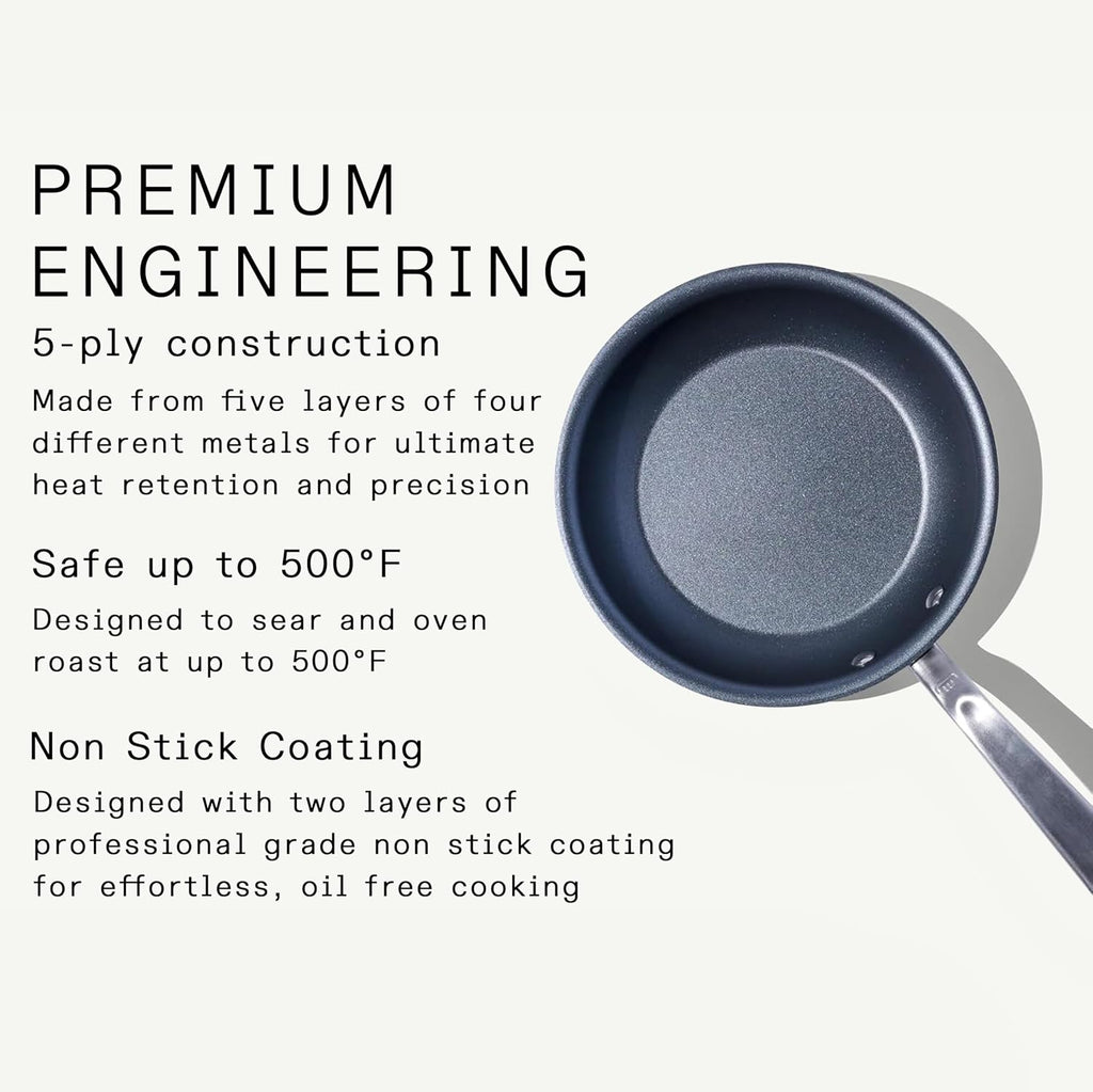 Made In Cookware | ProCoat 8' Non Stick Frying Pan (Graphite) | 5 Ply Stainless Clad Nonstick | Professional Cookware | Crafted in Italy | Induction Compatible