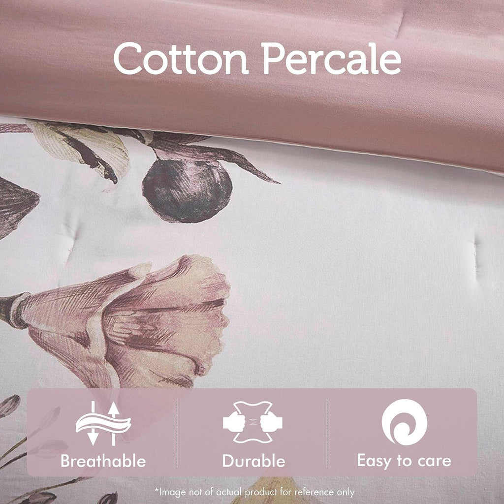 Madison Park Floral King Comforter Set, Cotton Rich Bedding Set Feminine Design Shabby Chic King Size Comforter Sets, All Season Bed Cover with Shams, Bed Skirt, Décor Pillow, Blush 8 Piece