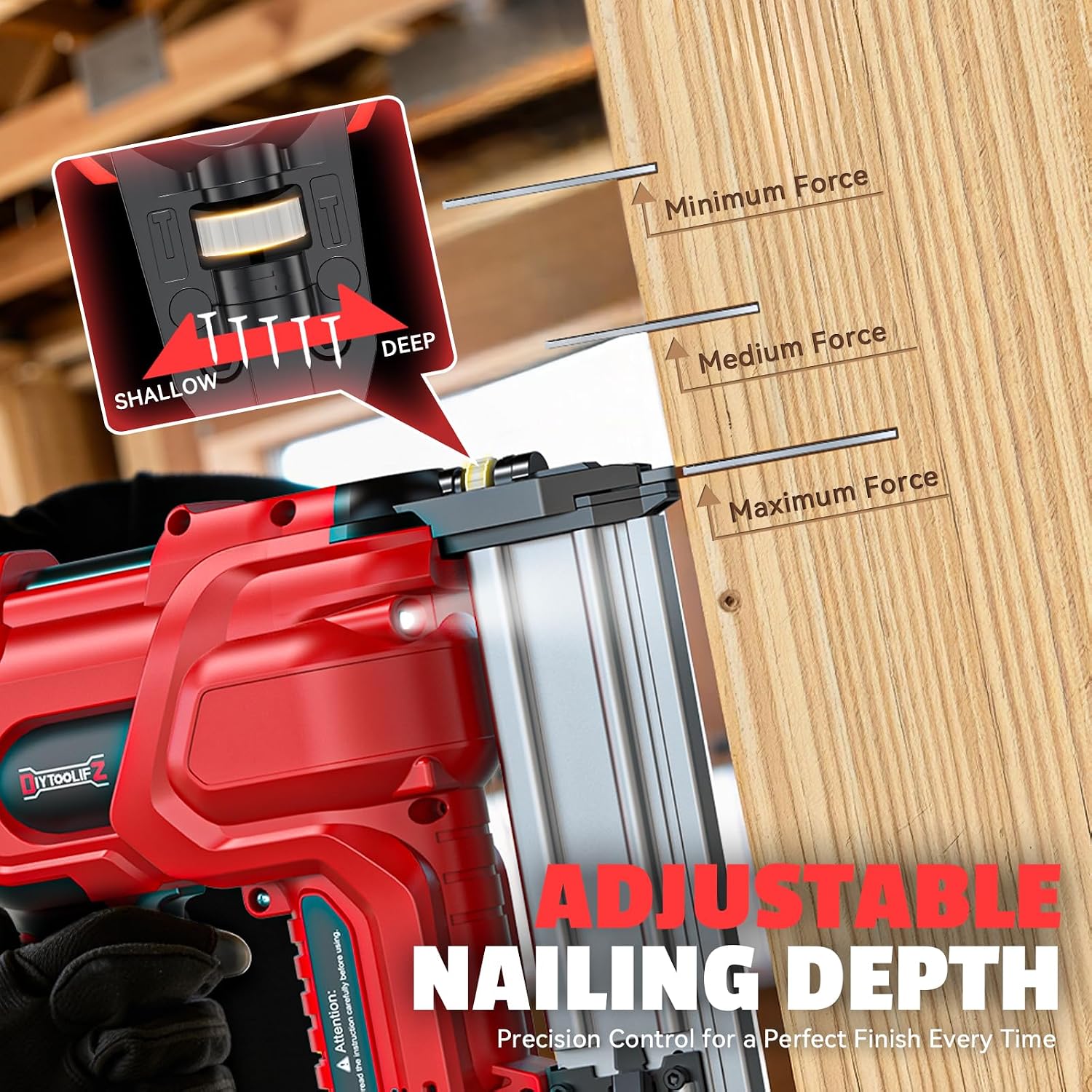 DIYtoolifz 18GA Cordless 2' Brad Nailer Compatible with Milwaukee 18V (Tool Only), 2-in-1 Nail/Staple Gun, Tool-Free Jam, Adjustable Depth, 2 Modes with 400 Nails/Staples for Woodworking, Carpentry