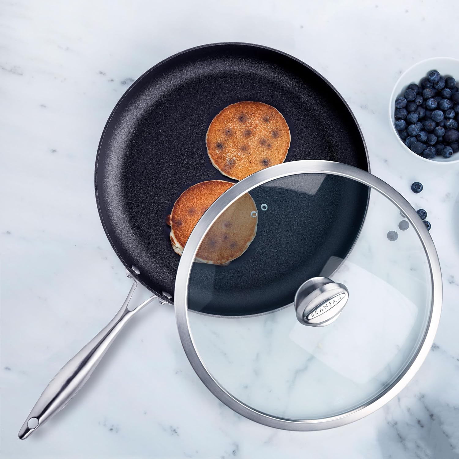 Scanpan CX+ 12.5' Fry Pan with Glass Lid - Stratanium Plus Nonstick - 5-ply Stainless Steel