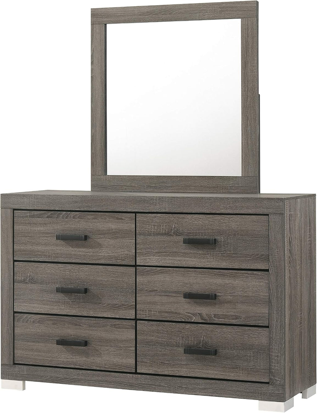 Kings Brand Furniture – Lorain 6-Piece King Size Gray Bedroom Set. Bed, Dresser, Mirror, Chest & 2 Nightstands
