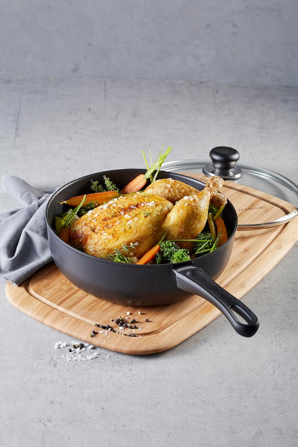 Scanpan Classic 4 quart (10 1/4 inch) Nonstick Deep Saute Pan with Lid – Compatible with Gas and Electric Stovetops, Metal Utensil Safe, Oven Safe to 500°F, Dishwasher Safe