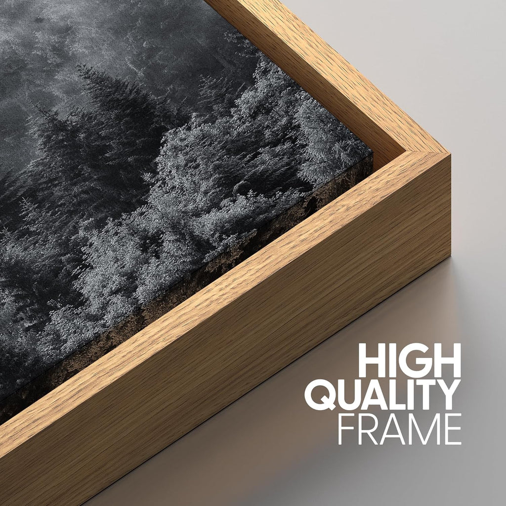 SIGNWIN Framed Canvas Print Wall Art Set Black & White Misty Mountain Forest Nature Wilderness Photography Modern Art Chic Landscape Relax/Calm for Living Room, Bedroom, Office - 24'x36'x3 Natural