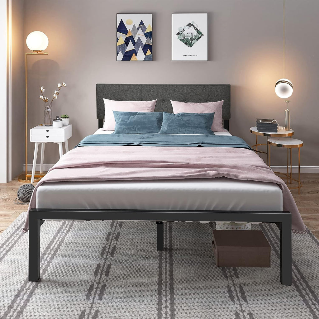 YITAHOME Upholstered Platform Bed with Adjustable Headboard, Full Size Bed Frame with Steel Slat/No Box Spring Needed/Mattress Foundation