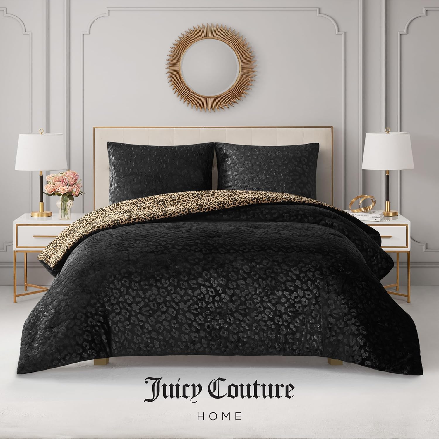 Juicy Couture Embossed Leopard with Royal Leopard Reversible Twin/Twin XL Comforter Set - 2 Piece Stylish Bedding Ensemble