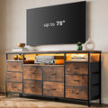 63.3 in Dresser for Bedroom, 10 Drawer Dresser TV Stand for 65 70 75 in TV, Fabric Chest of Drawers with LED Lights & Power Outlets, Long Entertainment Center for Closet, Living Room, Entryway