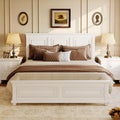 Merax King Size Bed Frames Traditional Town and Country Style Pinewood Vintage Bed,No Box Spring Needed,White