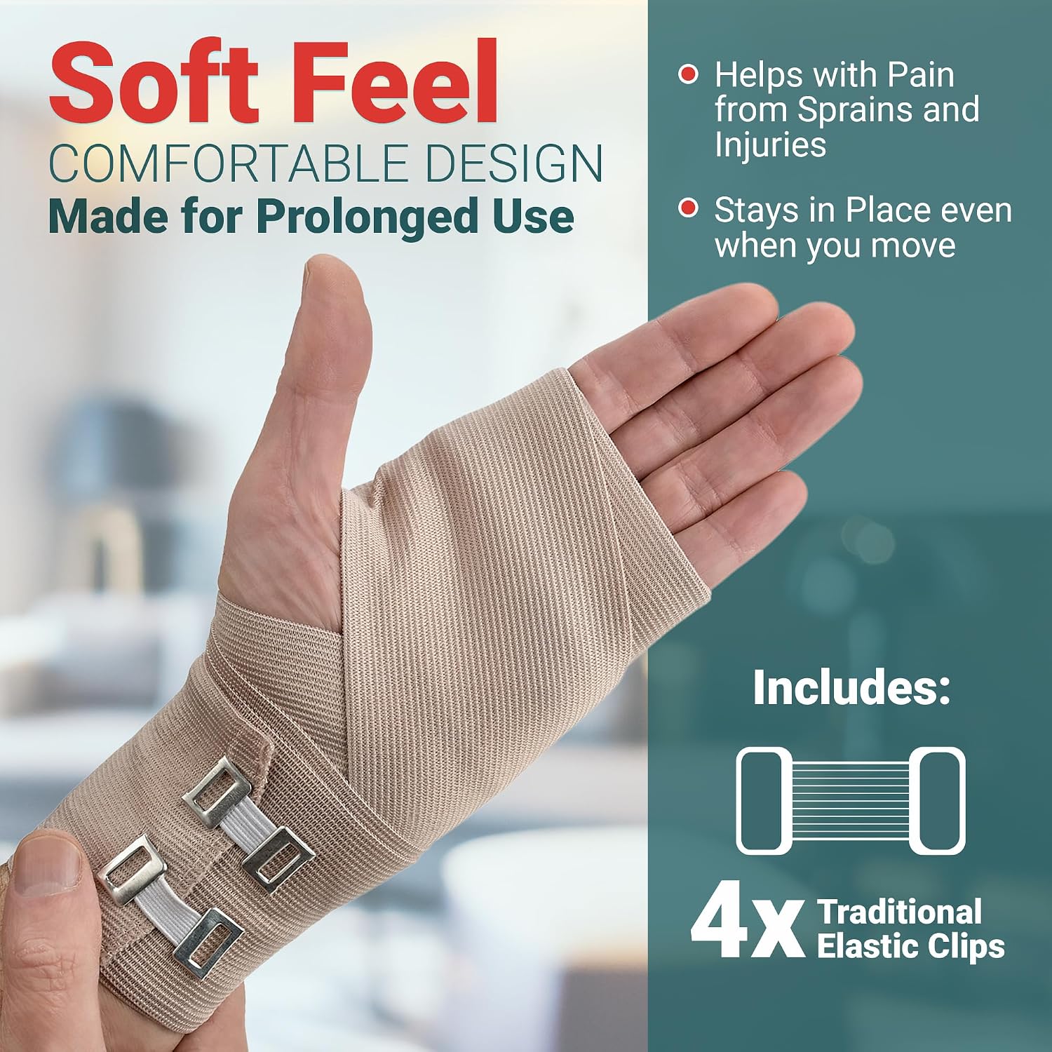 Elastic Compression Bandage Wrap - Premium Quality (Set of 200) w/Hooks, Athletic Sport Support Tape Rolls for Ankle, Wrist, Arm, Leg Sprains First Aid Bandages (100)- 2' x 5 Ft (100)- 3' x 5 Ft