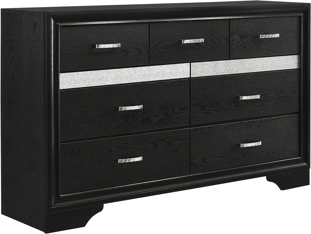 Coaster Home Furnishings Miranda Contemporary 5-Piece Bedroom Set California King Size Storage Panel Bed Frame 50-inch Headboard Black 206361KW-S5