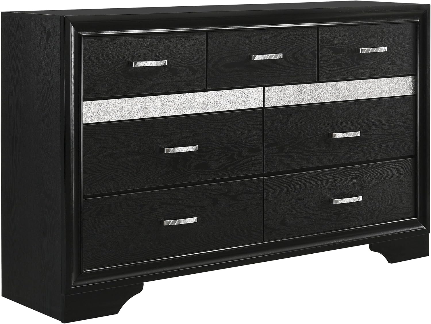 Coaster Home Furnishings Miranda Contemporary 5-Piece Bedroom Set California King Size Storage Panel Bed Frame 50-inch Headboard Black 206361KW-S5
