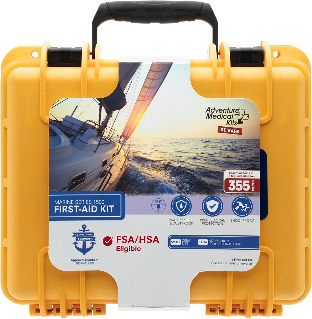 Adventure Medical Kits Marine Series Medical Kit - 1500 - Boat First Aid Kit For Small Crews 24 Hours From Care - Includes Emergency Medical Supplies Like Bandages, Medicine, Guide Book & More