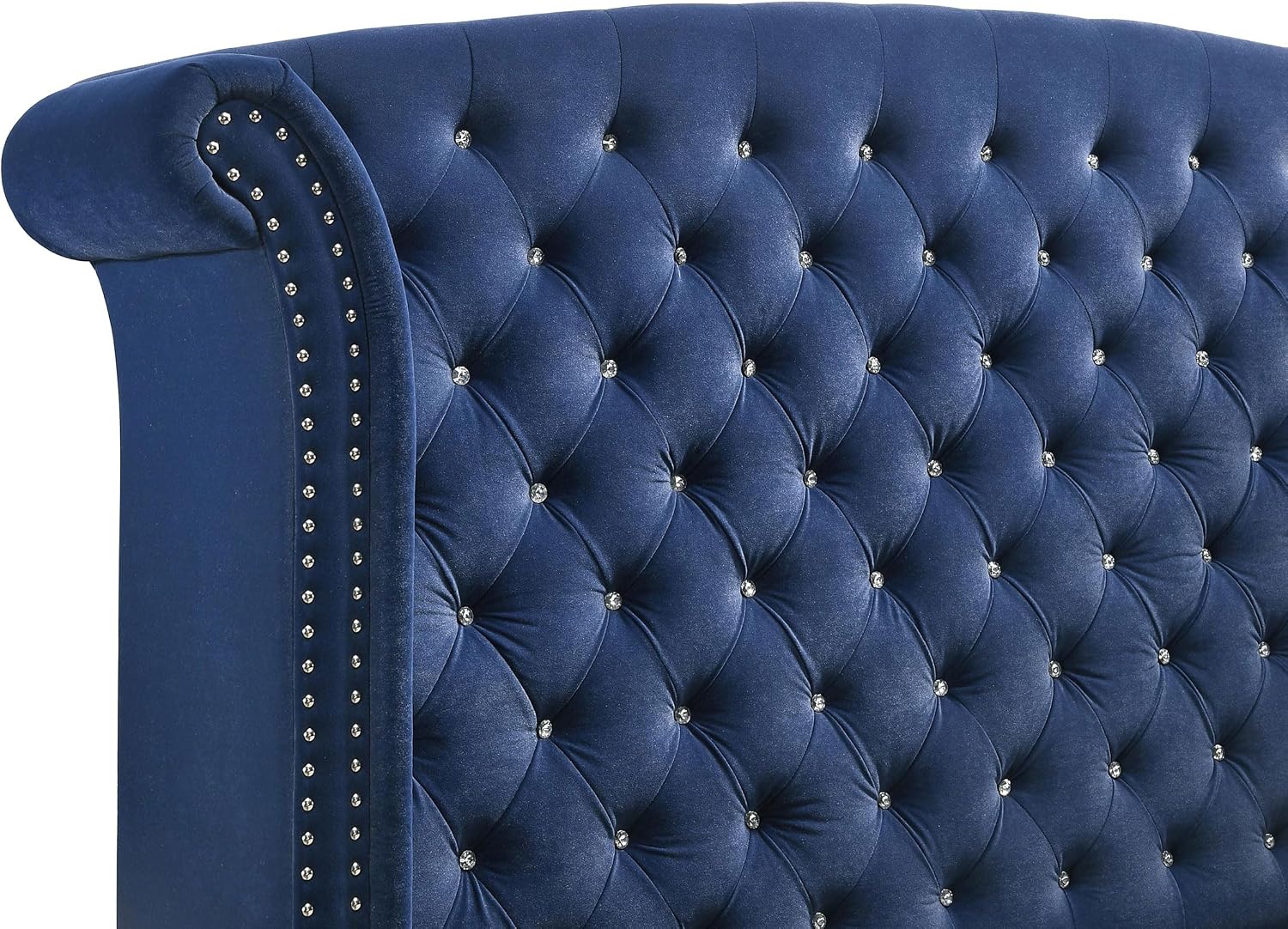 Coaster Home Furnishings Melody Modern Classic 5-Piece Bedroom Set Velvet Upholstered California King Size Wingback Bed Frame 66-inch Headboard Pacific Blue 223371KW-S5