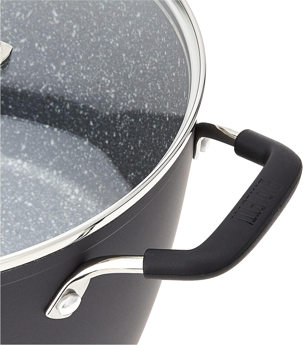 Bialetti Impact 10-Piece Textured Aluminum Cookware Set with Pots, Pans, and Dutch Oven, Nonstick Pots and Pans Set for Kitchen, Gray
