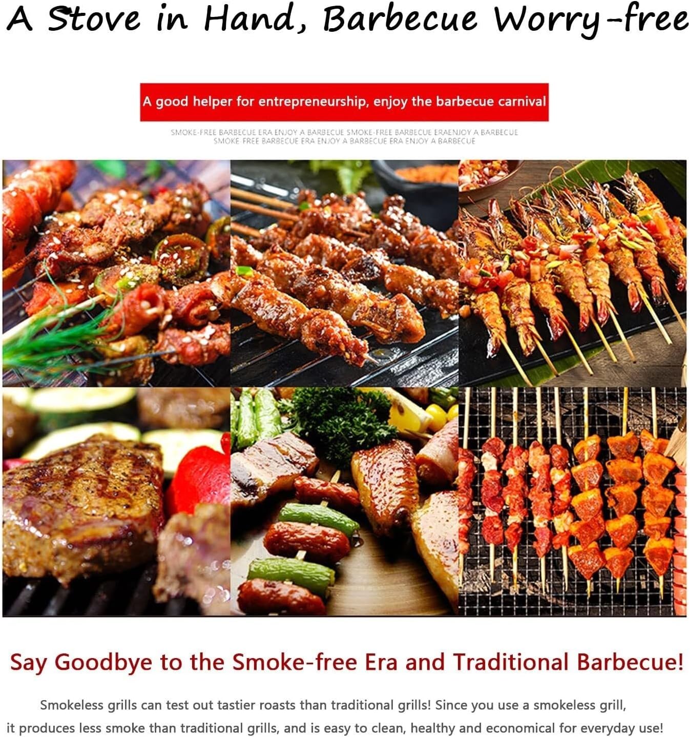 Electric Table Top Griddle,Smokeless Indoor BBQ Grill with Temperature Control ， Water Drip Tray,Portable Kebab Grill(B)