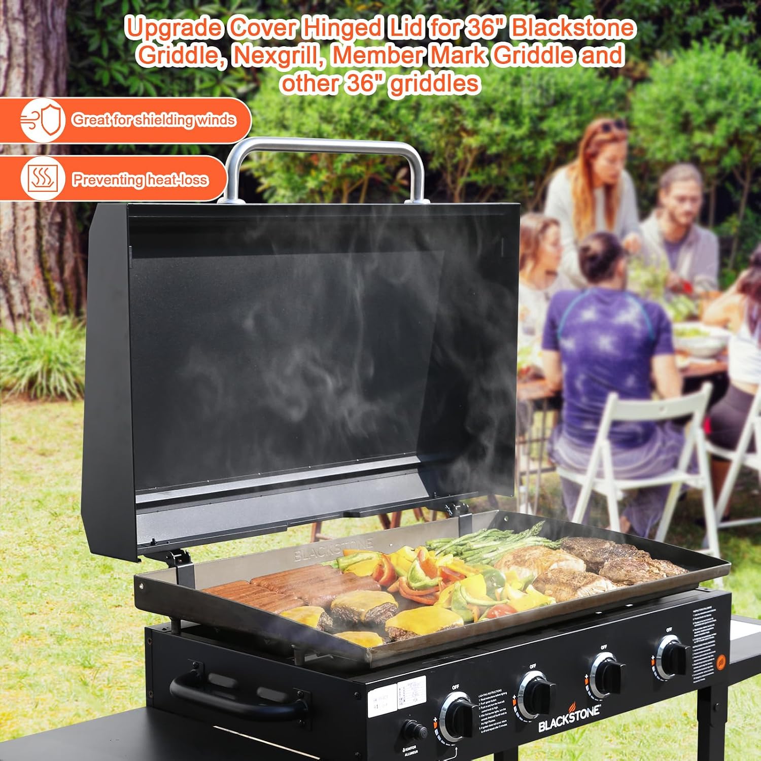 36 Inch Blackstone Griddle Grill Cover with Hinged Hood, 2026 Upgraded Outdoor Hard Grill Cover Compatible with Blackstone Models 1853 1605 1803 1839 1856 1924 5857 1553 2137 5003