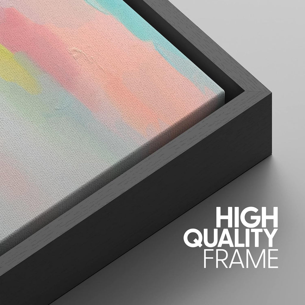 SIGNWIN Framed Canvas Print Wall Art Set Watercolor Pastel Rainbow Paint Stroke Shapes Abstract Illustrations Modern Art Decorative Nordic Calm/Zen for Living Room, Bedroom, Office - 16'x24'x3 Black