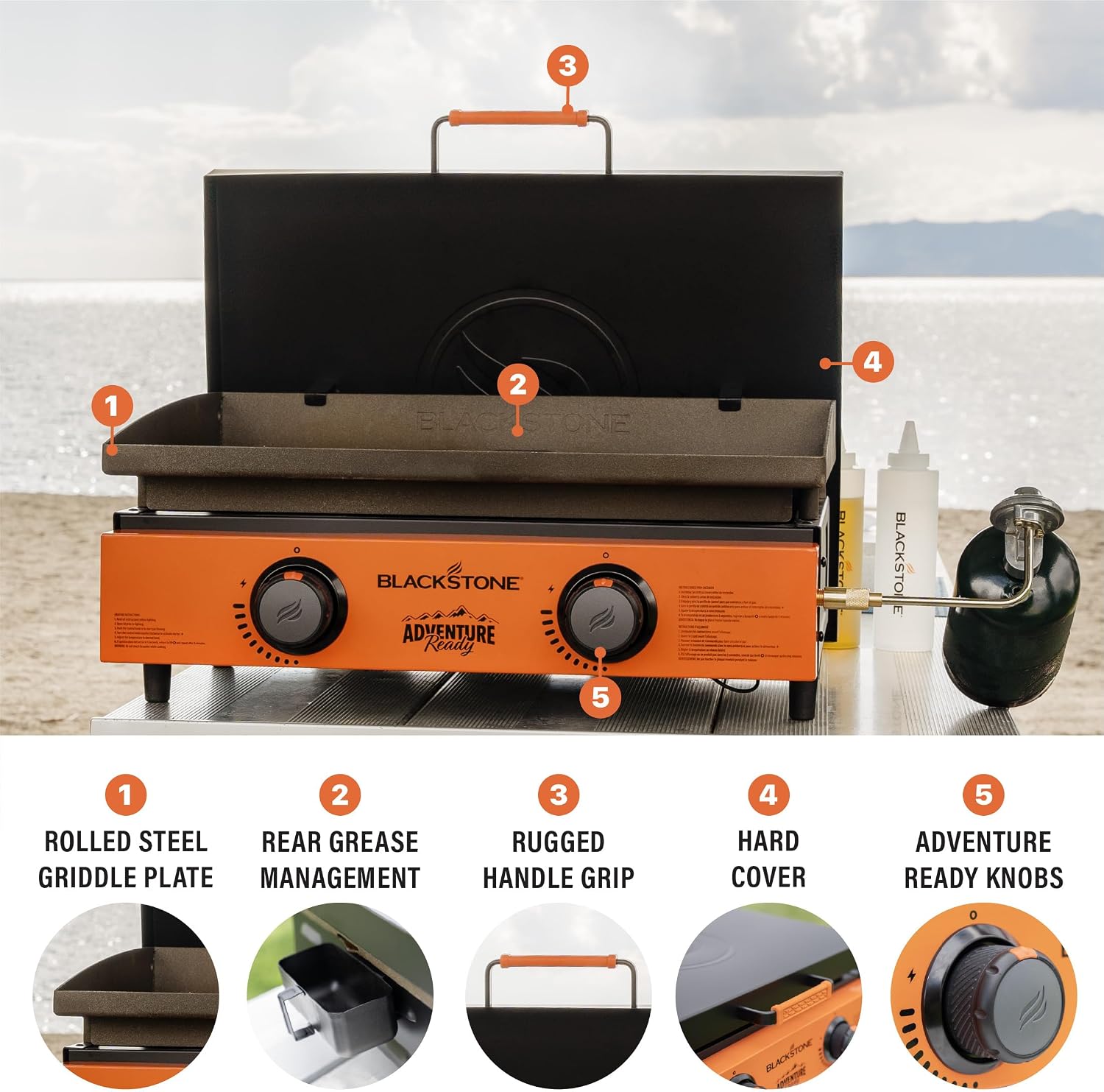 Blackstone 2306 Adventure Ready 22' Griddle with Orange Front Panel