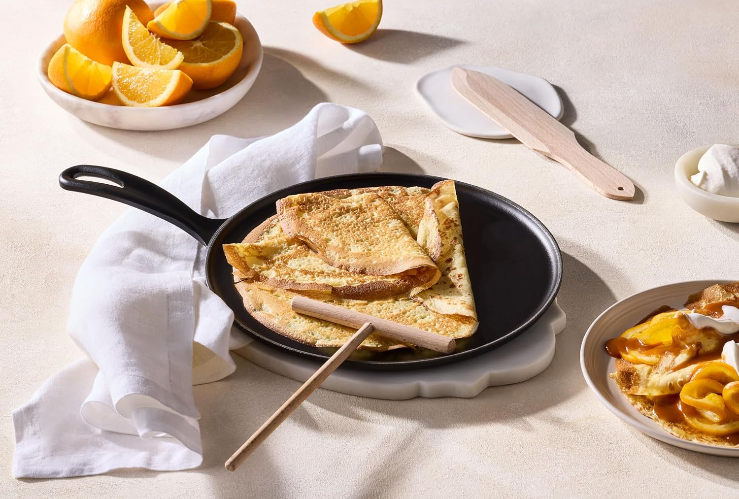 Le Creuset Enameled Cast Iron Traditional Round Crepe Pan, 10.25', Oyster