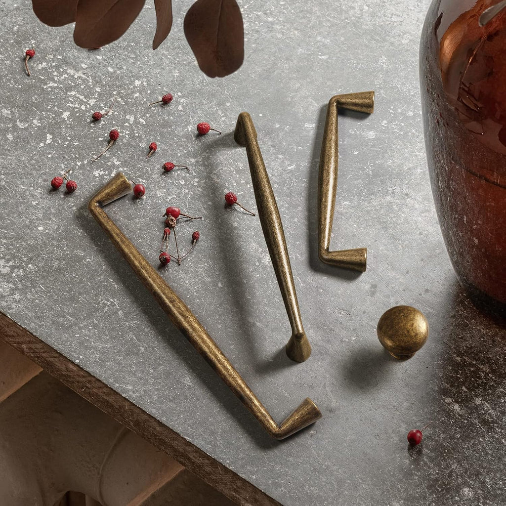 Goo-Ki Vintage Retro Antique Brass Zinc Alloy Cabinet Handles - 10''(256mm) Hole Center Affordable Luxury Cabinet Pull Hardware for Bedroom, Kitchen, 6 Pack……