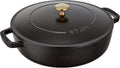 Staub Braiser 40506-542 Saute Pan, Black, 10.2 inches (26 cm), Large, Both Handed, Cast Enameled Pot, Sukiyaki, Induction Compatible