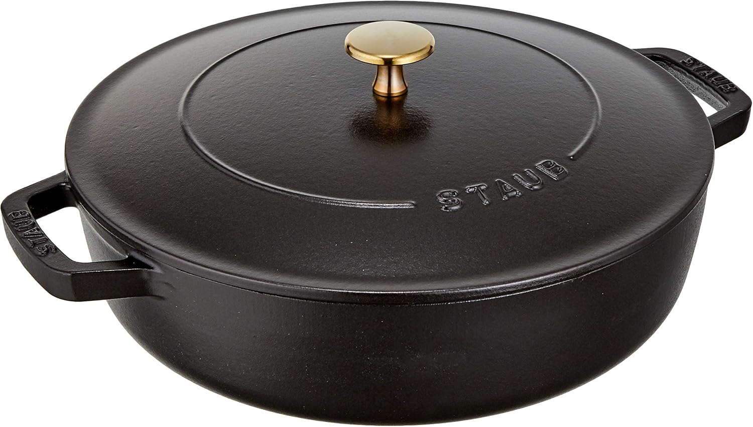 Staub Braiser 40506-542 Saute Pan, Black, 10.2 inches (26 cm), Large, Both Handed, Cast Enameled Pot, Sukiyaki, Induction Compatible