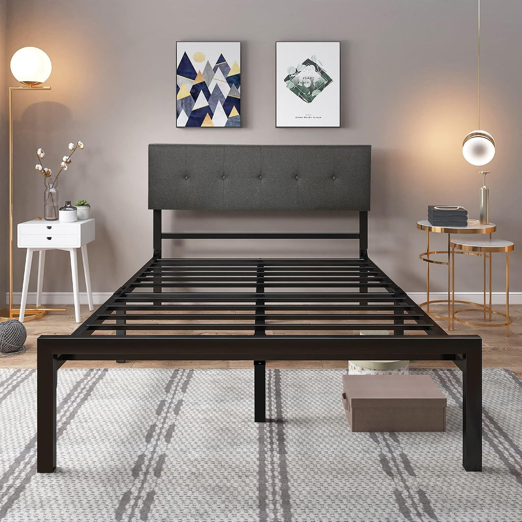 YITAHOME Upholstered Platform Bed with Adjustable Headboard, Full Size Bed Frame with Steel Slat/No Box Spring Needed/Mattress Foundation