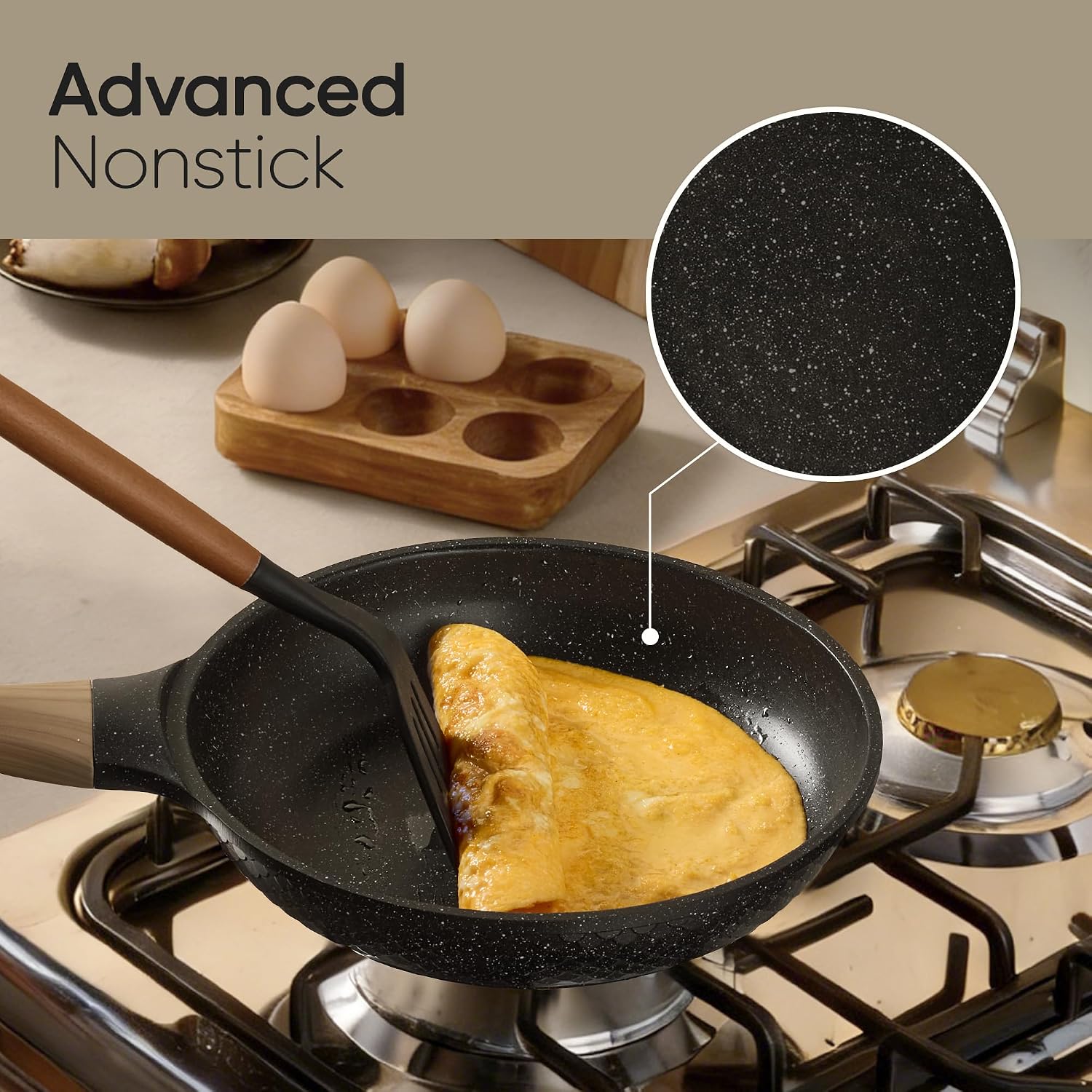 CAROTE 26PCS Pots and Pans Set Non Stick, Cookware Set Pots and Pans Induction Cook Ware, Nonstick Kitchen Cooking, PFOA Free, Black