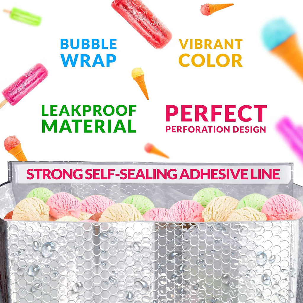 ABC PACK & SUPPLY Insulated Box Liners, 6 x 6 x 6 Inch Thermal Shipping Bags, Self Seal Foil Bubble Pouches for Hot and Cold Food Delivery, Leak Resistant, Pack of 100