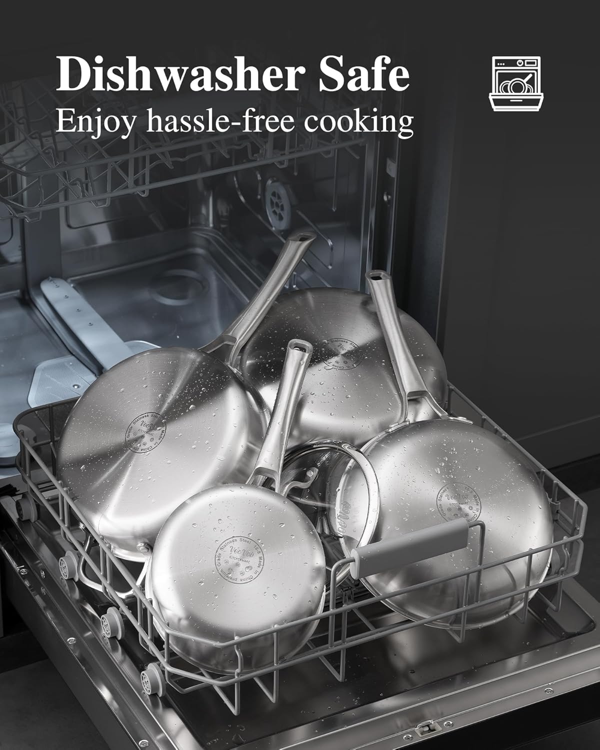 Stainless Steel Cookware Set,Tir-Ply Pots and Pans Set,10 Pcs Stainless Steel Induction Kitchen Cookware Sets,PFOA Free, Frying Pans, Butter warmer,Saute Pan & Stock Pot,Compatible with All Cooktops
