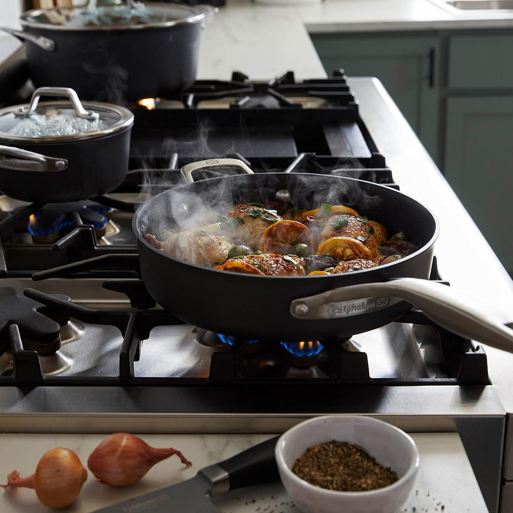 Calphalon Premier Space-Saving Nonstick Cookware Set, 13-inch, Stackable, Hard-Anodized Aluminum