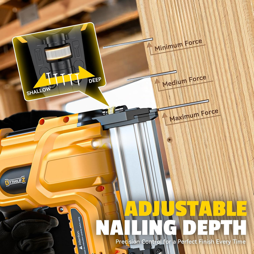 DIYtoolifz 18GA Cordless 2' Brad Nailer Compatible with DeWalt 20V (Tool Only), 2-in-1 Nail & Staple Gun, Tool-Free Jam, Adjustable Depth, 2 Modes with 400 Nails/Staples for Woodworking,Trim,Carpentry