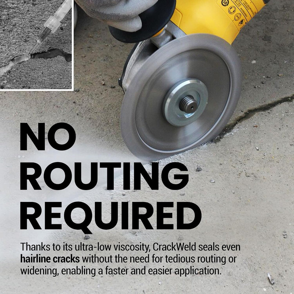 CrackWeld Concrete Crack Repair Kit (2-Pack) – Polyurethane Concrete Crack Filler for Floors & Slabs – Hairline, Shrinkage & Settlement Cracks – Low-Viscosity, Fast-Curing, No Grinding Required