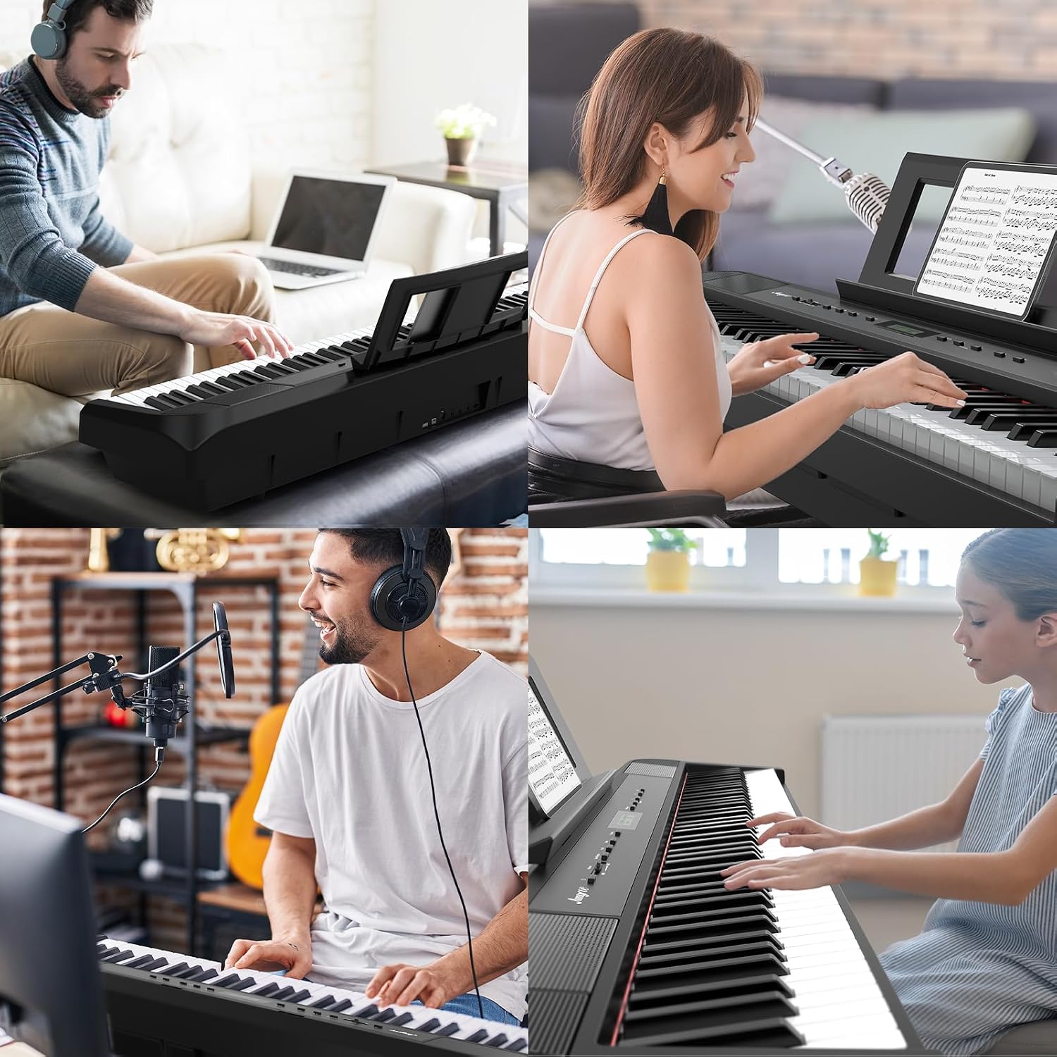 88 Key Weighted Digital Piano – Portable Hammer-Action Electric Piano with Full-Size Keys, Powerful Speakers, Bluetooth Function & Professional Practice Features for Home Studio