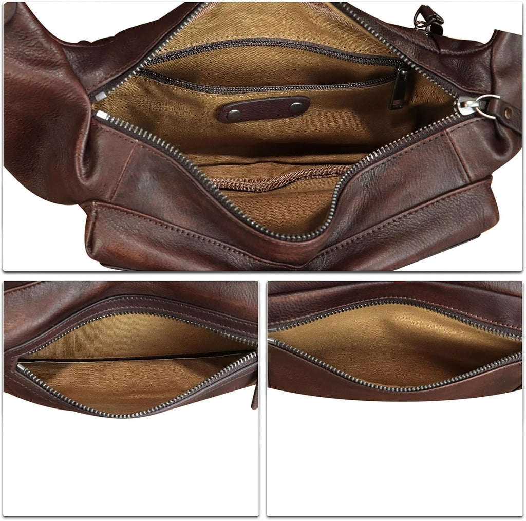 Genuine Leather Fanny Pack for Men and Women - Waist Hip Sling Crossbody Chest Purse (Coffee)