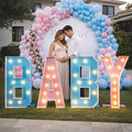 Gerrii 4ft Marquee Letters, Baby Letters for Baby Shower Decorations for Girl Boy, Large Light up Letter 4 Feet Tall for Gender Reveal Party Supplies, Colorful Sign, Backdrop