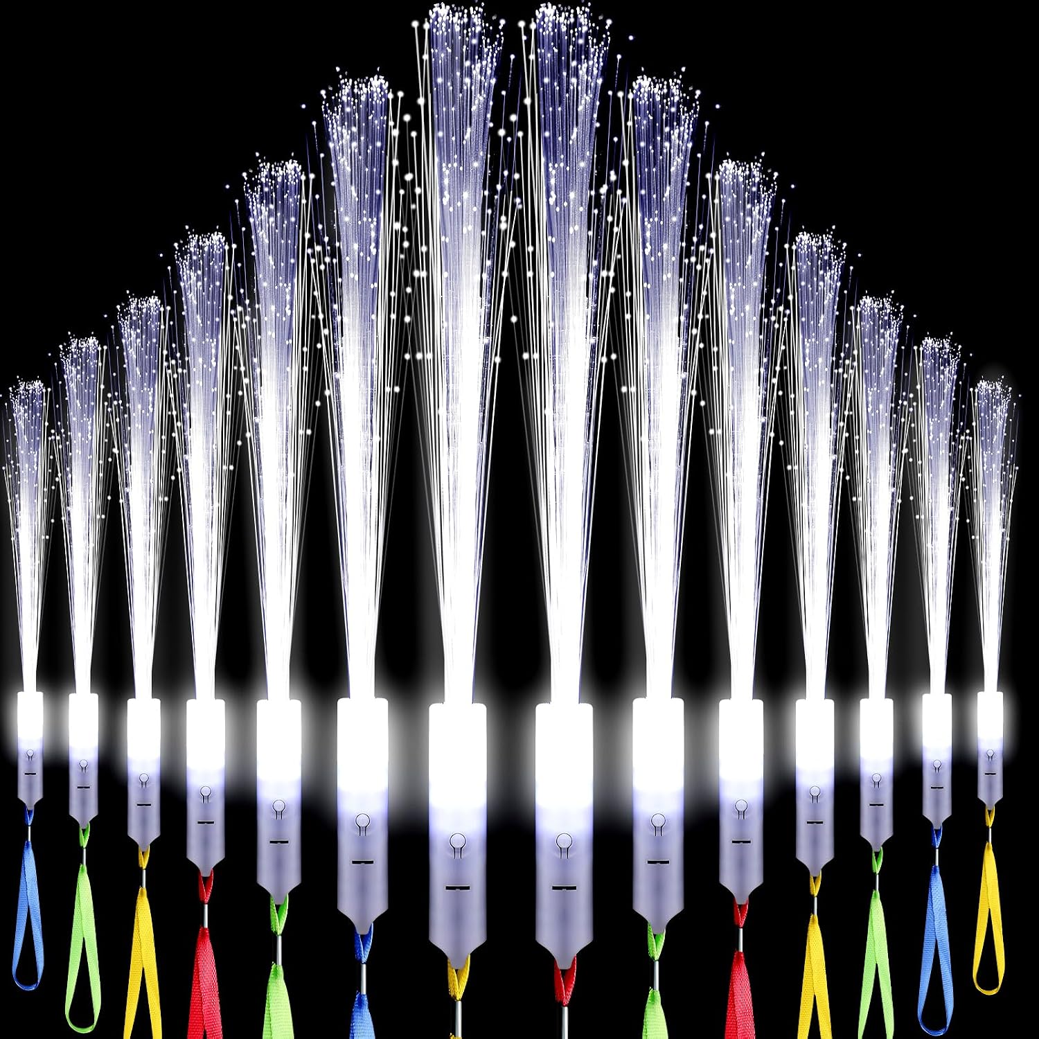 Jecery 180 Pieces White Fiber Optic Wands Bulk LED Wedding Sparklers Send off Light up Wand Sticks with 3 Modes Flashing for Bridal Shower Reception Birthday Glow in the Dark Party Favors Supplies