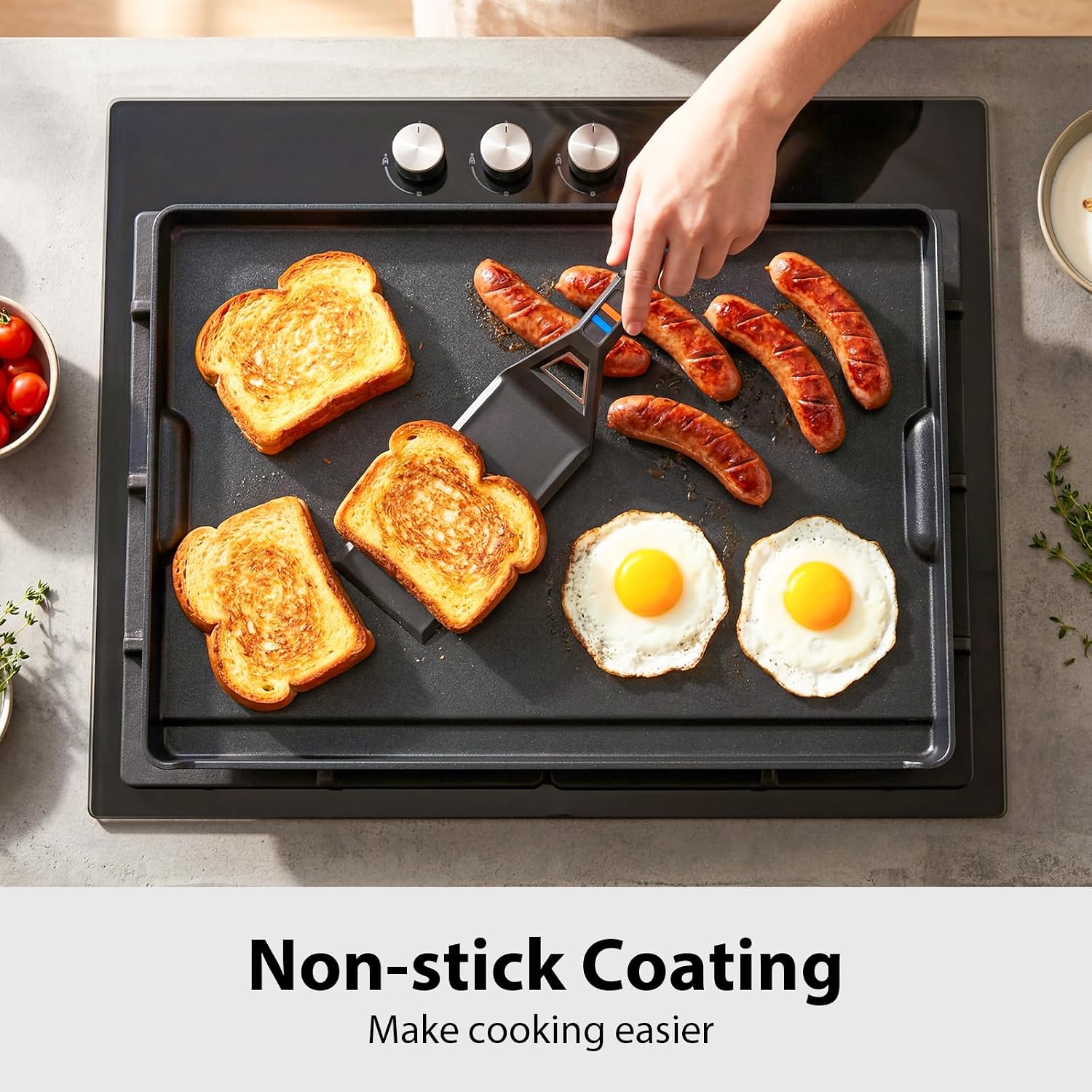 Utheer Griddle Combo Set, Cast Aluminum Flat Top Griddle with 23' x 16' Ceramic Nonstick Stove Top Griddle and Large Grill Griddle, Fast Heating Indoor Outdoor Griddle for Gas Grill, BBQ and Camping