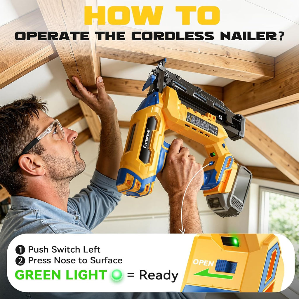 Ecarke Finish Nailer 16 Gauge Compatible with Dewalt 20V Battery, 3/4 to 2-1/2 Inch Cordless Straight Brad Nailer, Tool-Free Adjustment, Dual Firing Modes Nail Gun for Finish Work,Tool Only, 5.7 lbs
