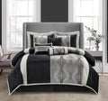 Stratford Park Elegant Black and Silver Comforter Set King Size, 7 Pieces Bedding & Collection, Jacquard All Season Comforter & Pillows, Ultra-Soft Microfiber
