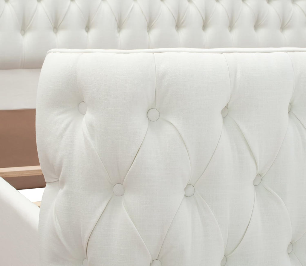 Jennifer Taylor Home Brooklyn King Tufted Panel Bed Headboard and Footboard Set, Antique White Polyester
