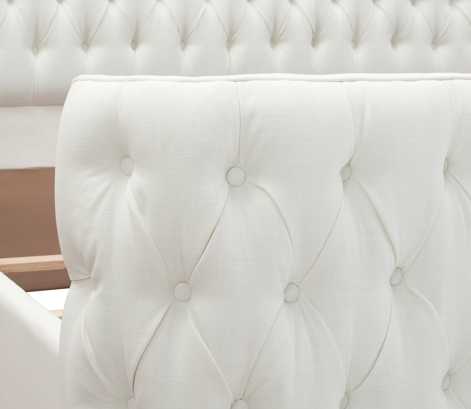 Jennifer Taylor Home Brooklyn King Tufted Panel Bed Headboard and Footboard Set, Antique White Polyester