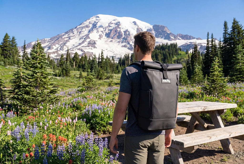 AO Coolers Nomad Backpack Cooler, Waterproof Roll-Top, Insulated, 18-Can