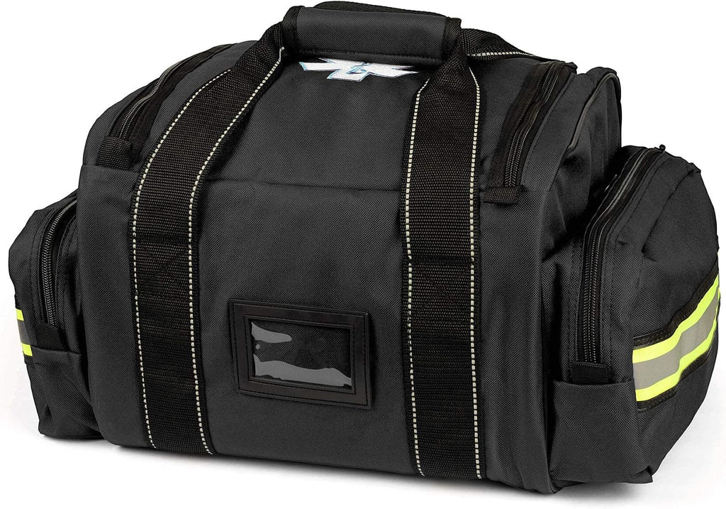 Scherber Fully-Stocked First Responder Bag | Professional EMT/EMS Trauma & Bleeding Medical Kit | HSA/FSA Approved | CAT Tourniquet, HyFin Chest Seal, Israeli Bandage & 250+ First Aid Supplies (Black)
