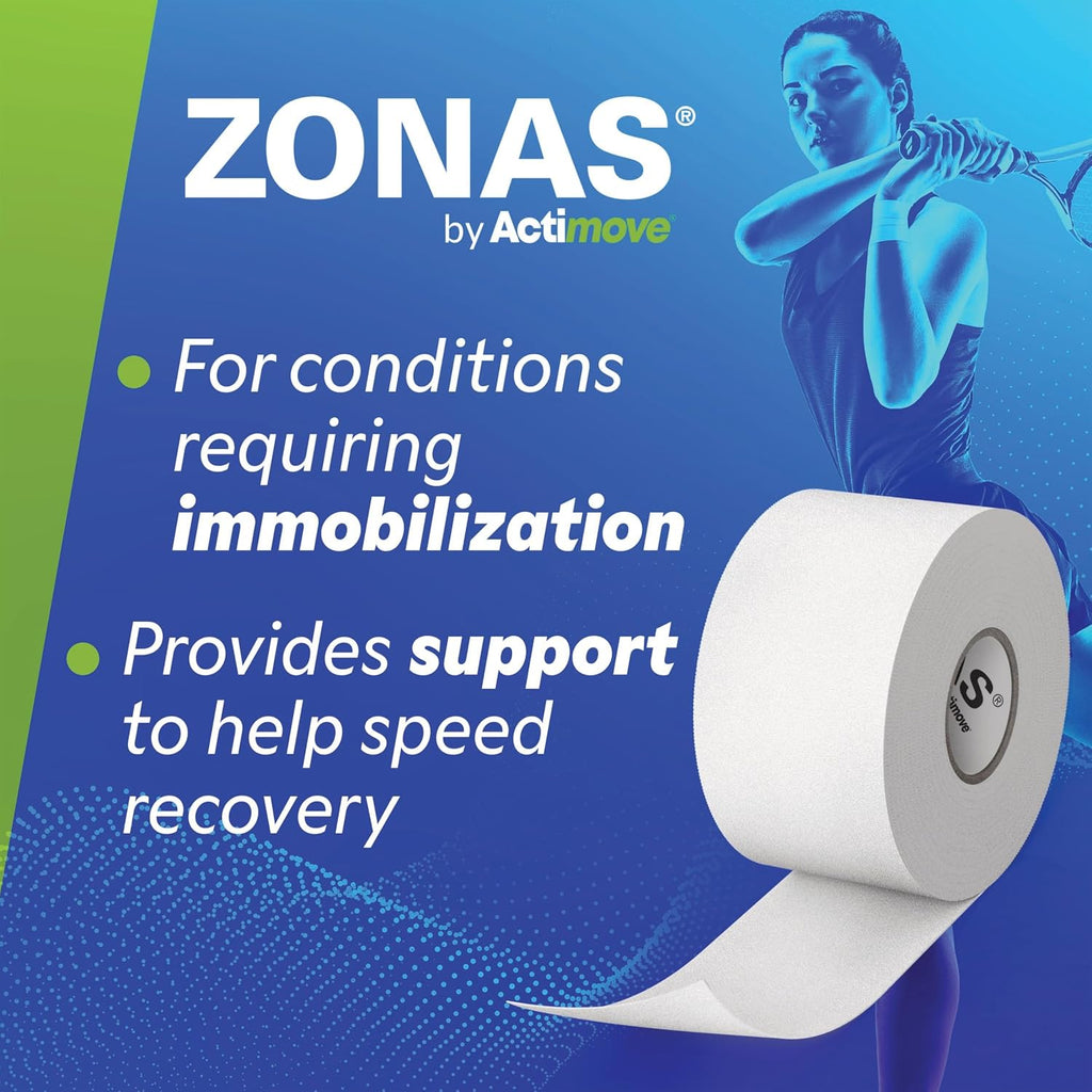 Athletic Tape for Muscles and Joint Support and Immobilization, Strong Skin Adhesion, Hand-tearable, White, 1.5 in x 15 yd, Speedpack - 32 Rolls