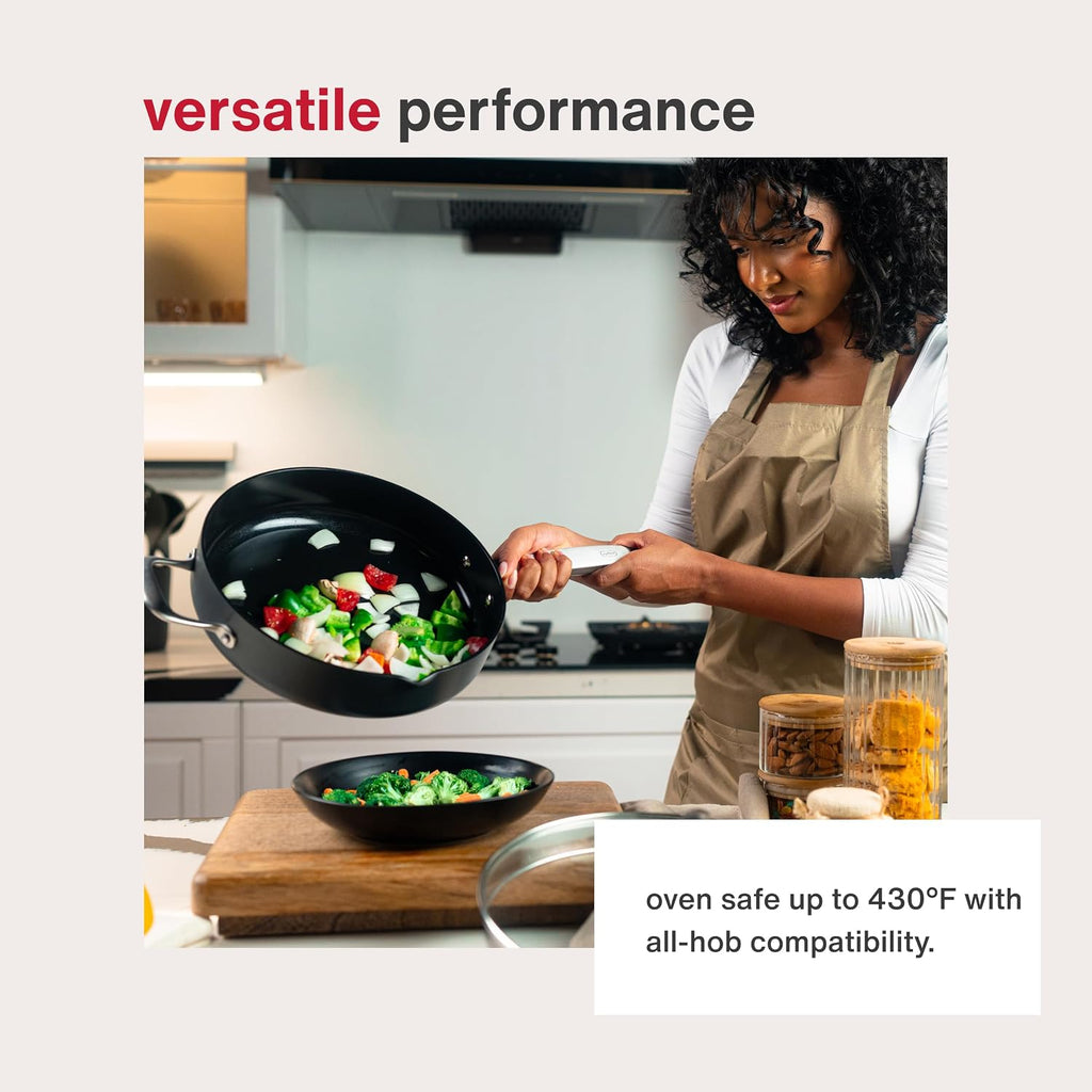 Zyliss Ultimate Pro Sauté Pan with Lid - Aluminium Pan with Non-Stick Ceramic Coating & Glass Lid - Durable & Versatile Cooking & Searing Pan - Dishwasher & Oven-Safe - 11'